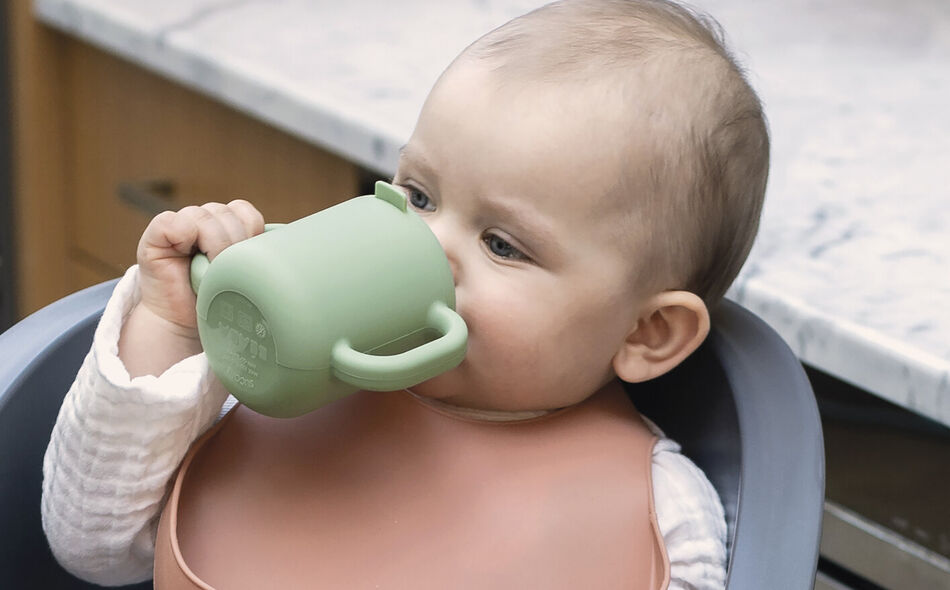 Silicone learning cup sage green