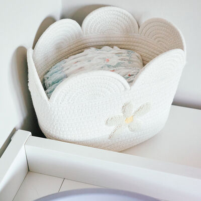 Basket 30x20x15cm Flower off white 