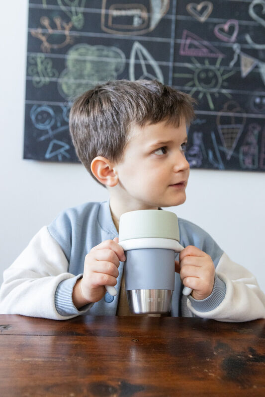 Taza de aprendizaje de acero inoxidable Click and Drink - Pebble