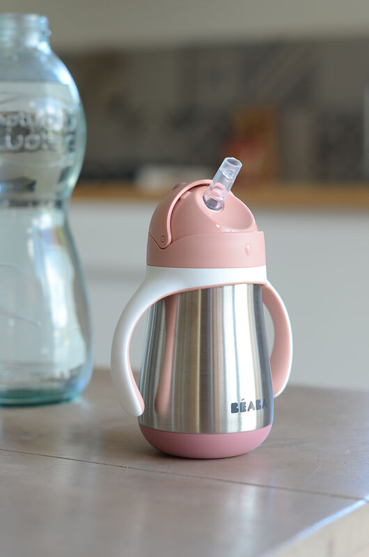 Tasse paille inox 250 ml old pink