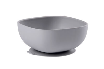 Silicone bowl with suction cup grey
