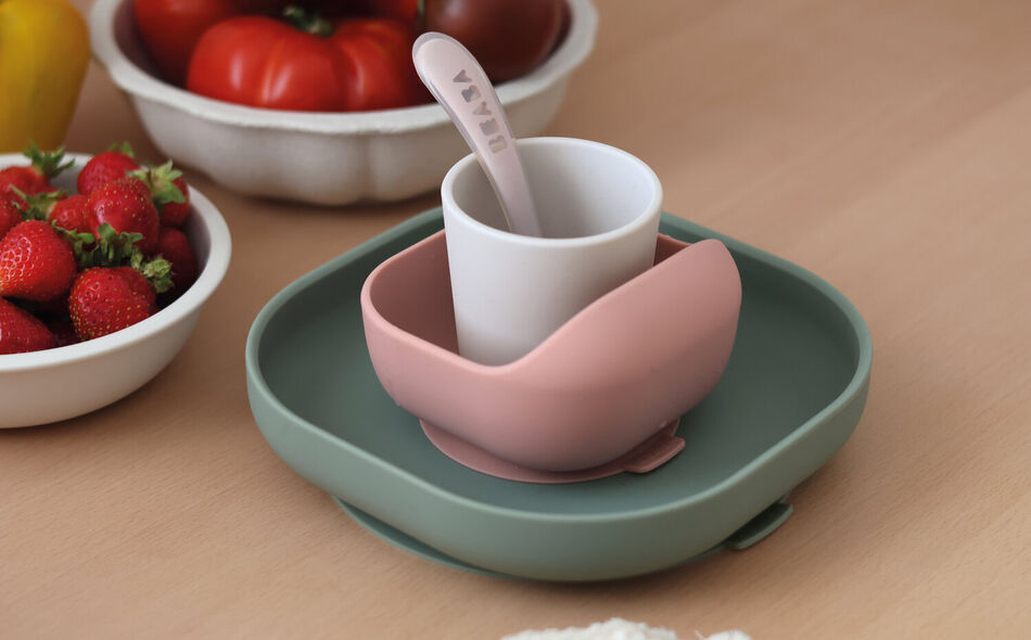 4-piece silicone dinner set - Eucalyptus