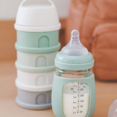 Stacked Formula And Snacks Container - Sage Green/ Cotton