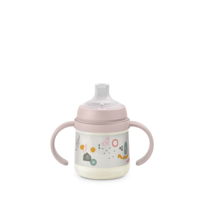 Babyflasche mit Henkeln und Silikonschnabel A Walk In The Park +6m. Pink