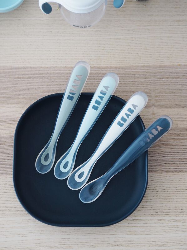 Set of 4 Easy-Grip 1st Stage Silicone Spoons Rain 2.0