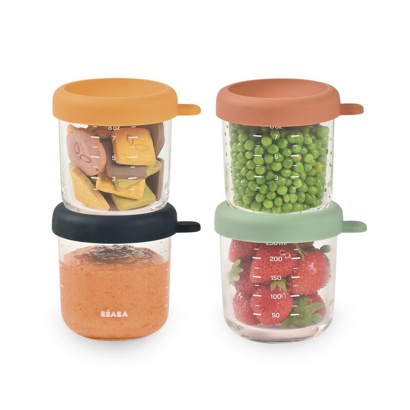 Set of 4 Glass Baby Food Jars 250ML
