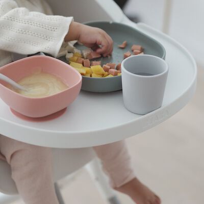 BEABA Toddlers' Self Feeding Silicone Spoons Set - Travel Set of 2 -  Grey/Sage - Béaba USA