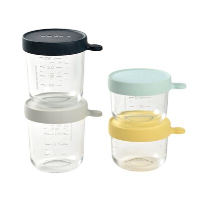 Glass Baby Food Storage Containers Set of 4 – Pastel