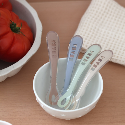 Lot 4 cuill&egrave;res 2&egrave;me &acirc;ge silicone Natural