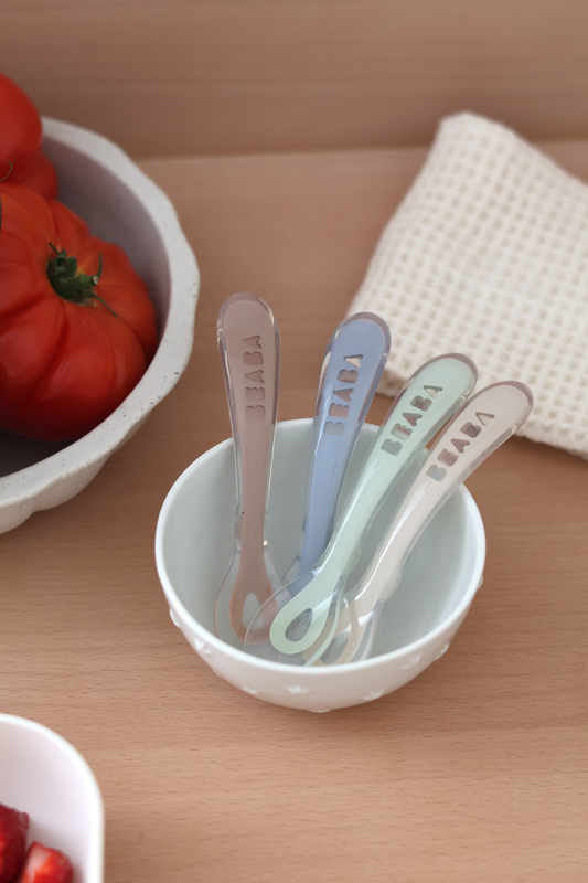 Lot 4 cuill&egrave;res 2&egrave;me &acirc;ge silicone Natural