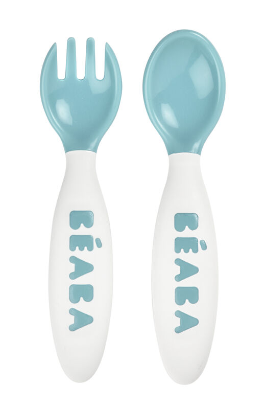  2nd stage ergonomic cutlery set 2 pieces blue