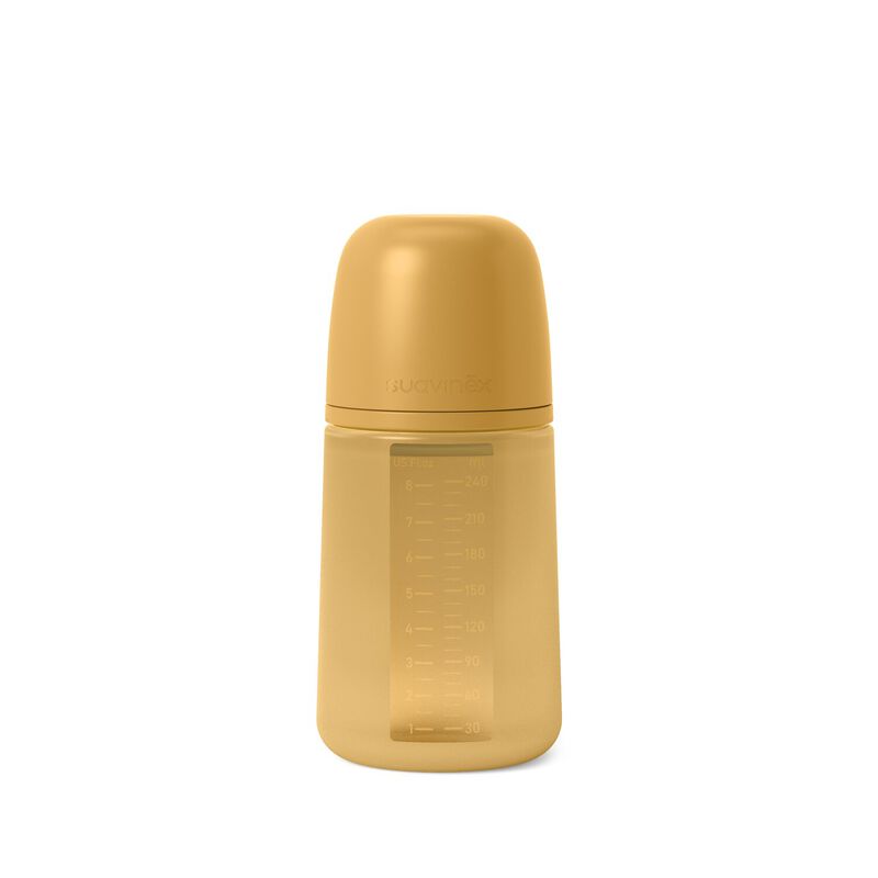 Colour Essence SX Pro 240 ml M flow silicone feeding bottle with teat Yellow