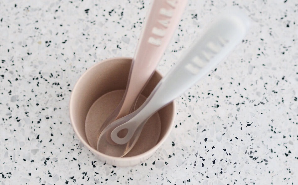 Set of 2 Easy-Grip 1st Stage Silicone Spoons + Storage Case 