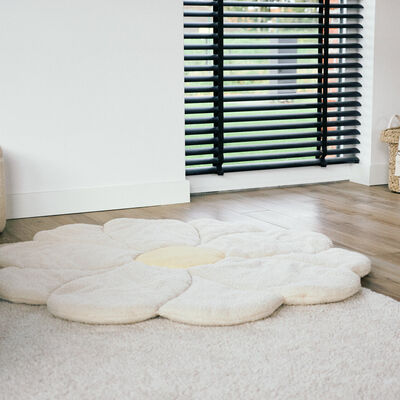 Krabbeldecke 110cm Blume offwhite