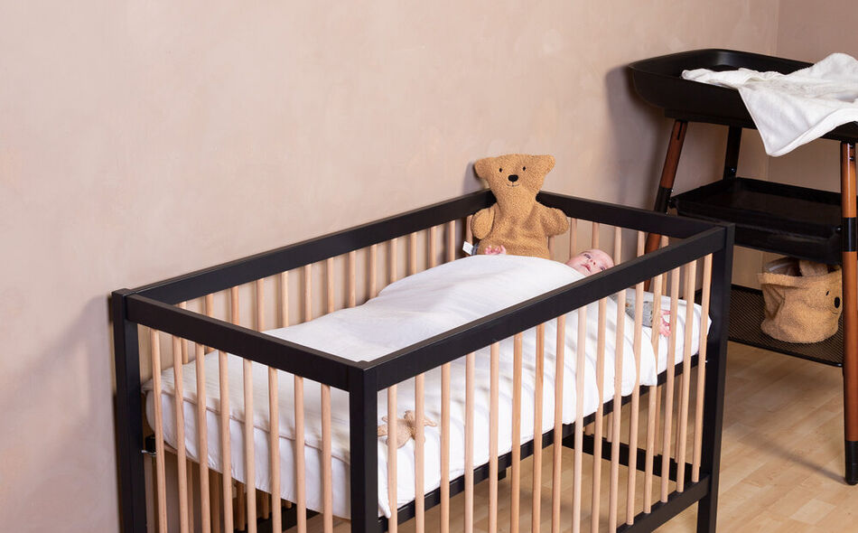 COT 97 - Lit de bébé - 120x60Cm – Noir Naturel