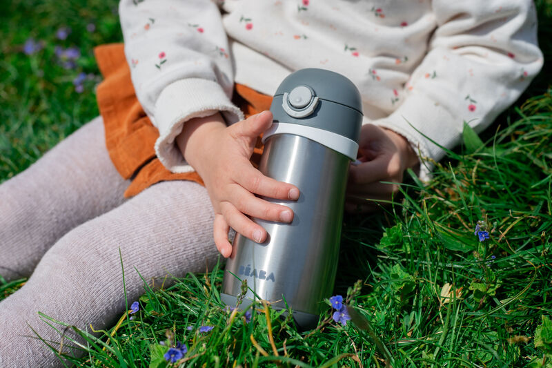 BEABA Kids Stainless Steel Water Bottle, Baby to Toddler Insulated Water  bottle, Close Top On The Go Kids Water bottle, Toddler Thermos Water bottle