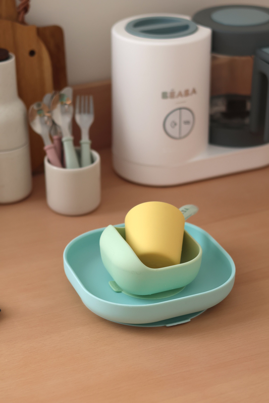 4-piece silicone dinner set - Yellow/Green