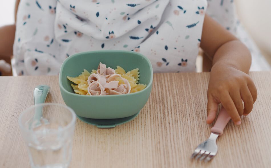 Silicone bowl with suction cup sage green