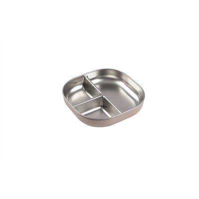 Microwave-safe compartmentalised stainless steel plate - Cotton candy