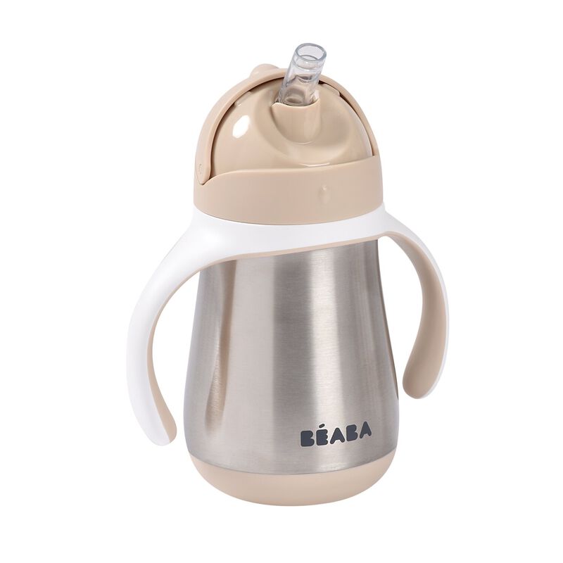  Strohhalmbecher aus Edelstahl 250ml - Lehmfarbe 