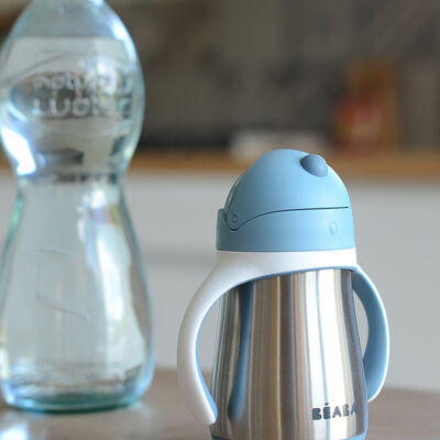 Tasse paille inox 250ml Bleu