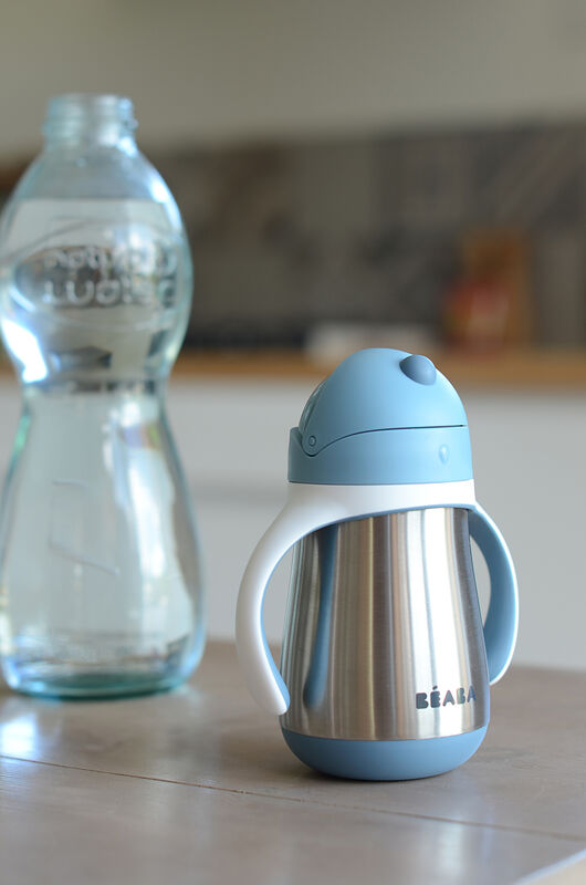 Vaso con pajita de acero inoxidable 250 ml windy blue