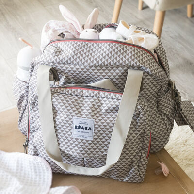 Sac à langer Genève - Play print Gris/Corail