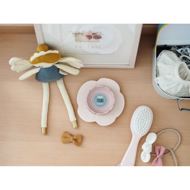 Thermom&egrave;tre de bain Lotus Vieux rose