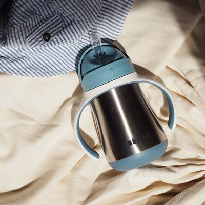 Vaso con pajita de acero inoxidable 250 ml windy blue