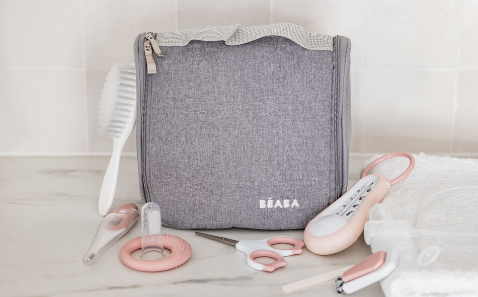 Baby Grooming Set (9 accessories) + Hanging Toiletry Pouch - Pink