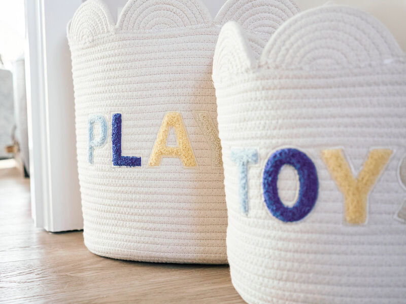 Basket 30x30x15cm Flower off white 