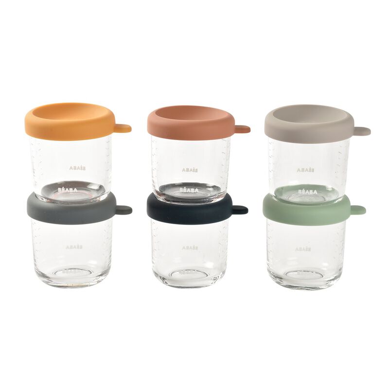 Sunrise Set of 6 Extra Strong Glass Container 250ml (mixed color)