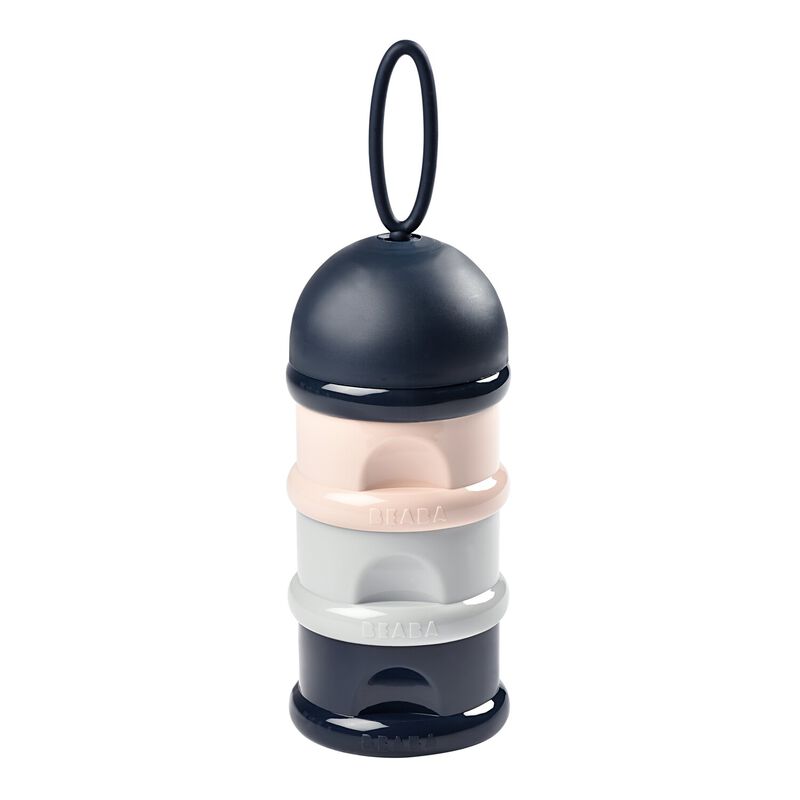 Boite doseuse de lait 3 compartiments empilables Night blue/Rose