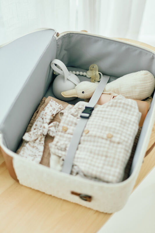 Suitcase Mini Traveller Teddy off white