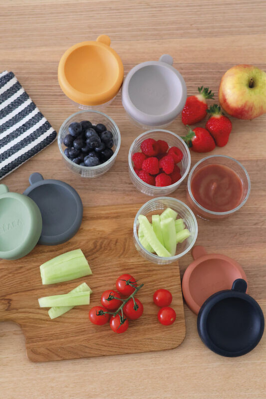 Set of 6 glass baby food jars 150 ml - Sunrise Color Mix