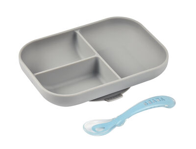 Silicone meal set with suction cup grey