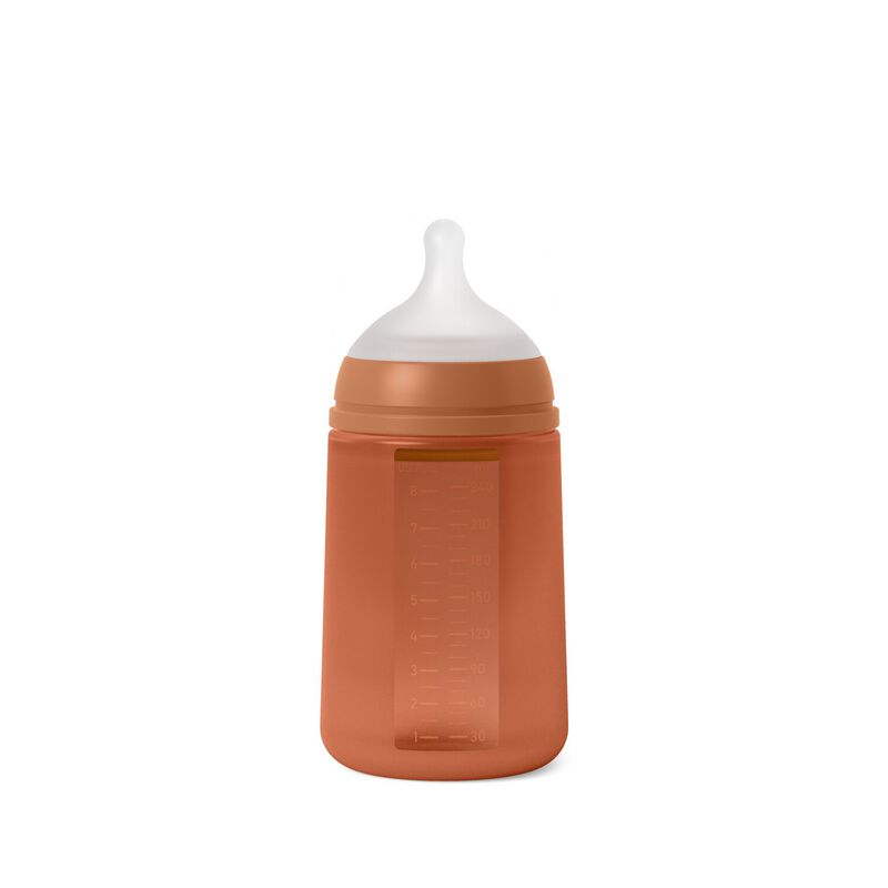 Colour Essence SX Pro 240 ml M flow silicone feeding bottle with teat Orange
