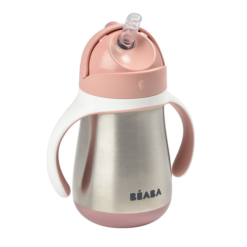 Tasse paille inox 250ml Vieux rose