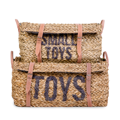 Spielzeugkorb Rattan Anthrazit 2 Stück Spielzeugkorb Rattan Anthrazit 2 Stück