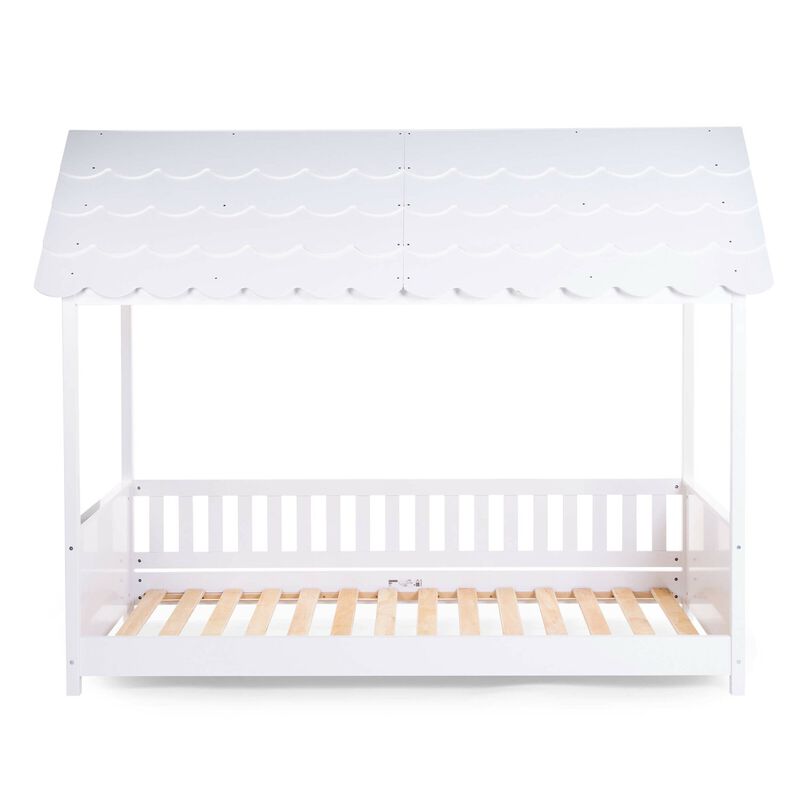 Hausbett Mit Dach - 90x200 Cm - Holz - Wei&szlig;