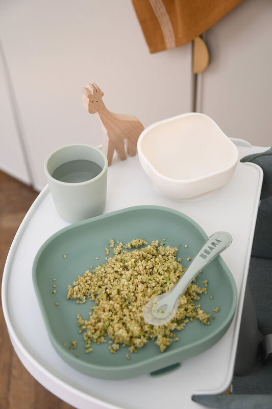 Silikon-Geschirrset 4-teilig - Salbeigr&uuml;n / Nebelgr&uuml;n