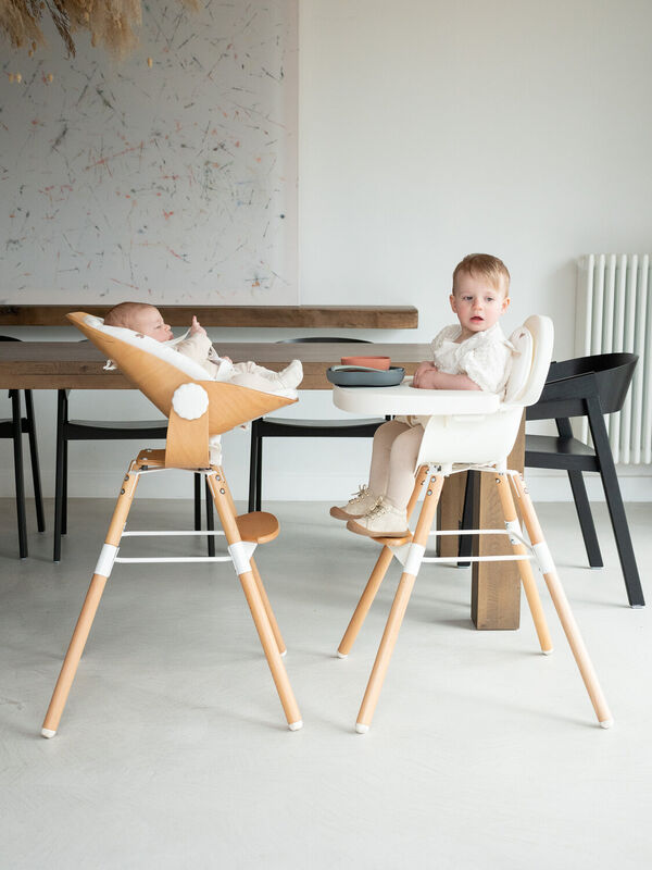 Evolu Hochstuhl - Höhenverstellbar (50-75 Cm/*90 Cm) - Natur Weiss