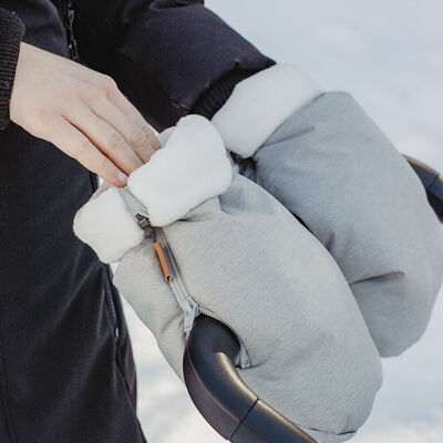 Moufles poussette Gris chin&eacute;