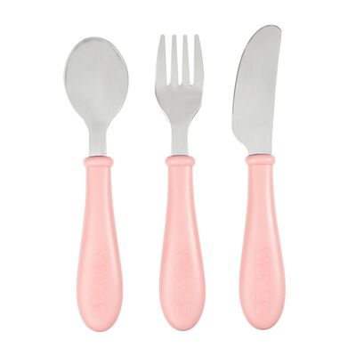3er Set Besteck aus Edelstahl old pink