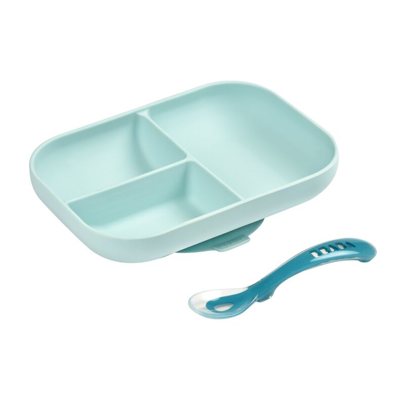  Silicone Suction Plate and Spoon Set blue