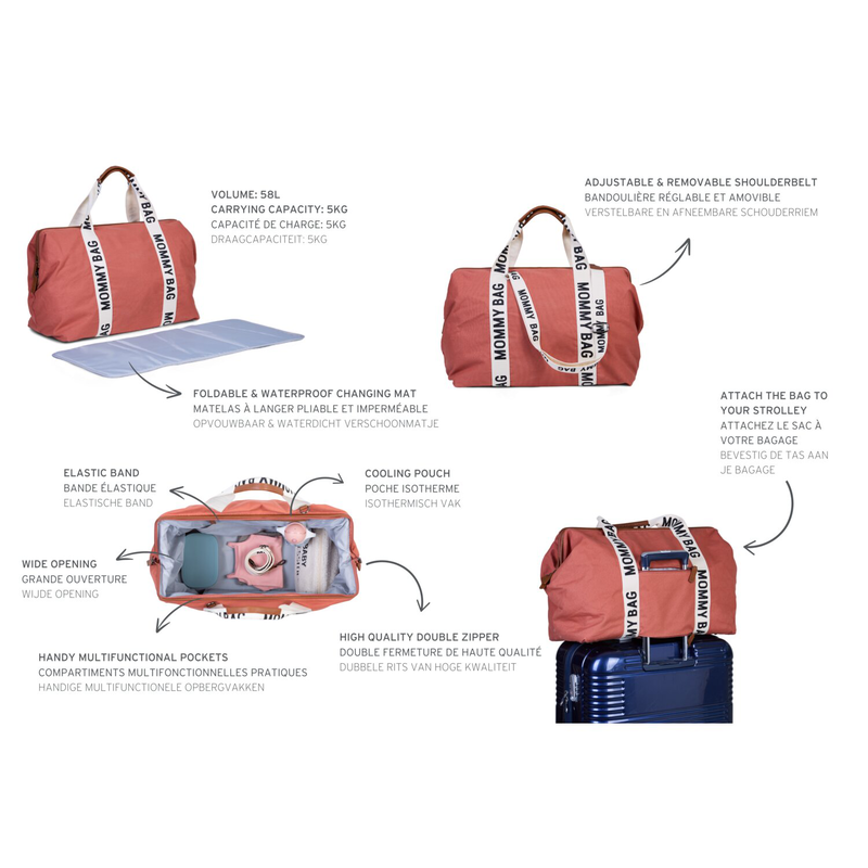 Mommy Bag ® Sac A Langer – Signature - Toile - Terracotta (Childhome) - Image 10