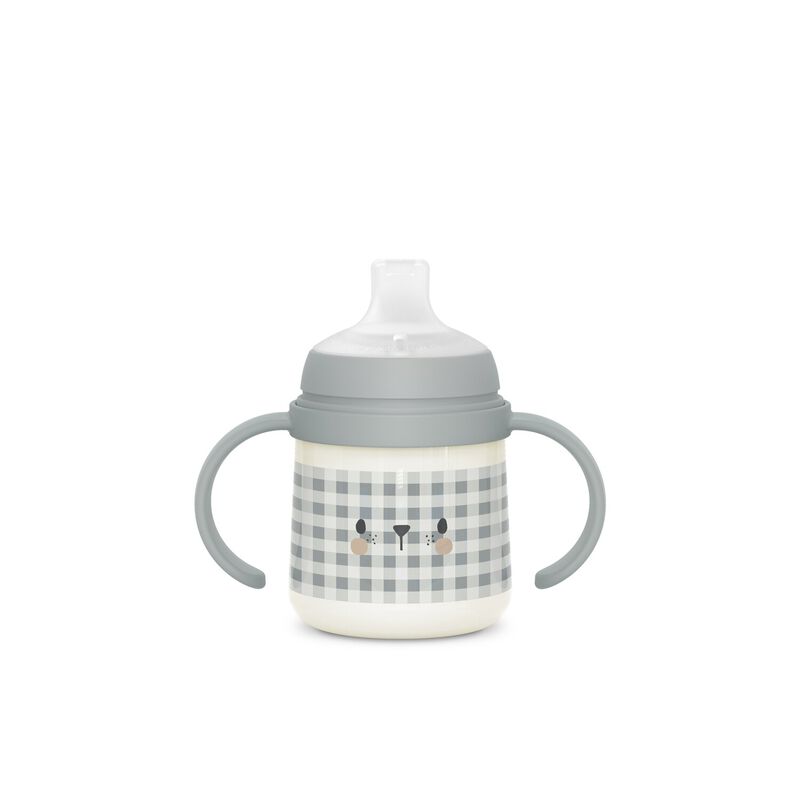 Phosphoreszierende Babyflasche mit Henkeln und Schnabel aus Silikon Night&Day +6m. Bear