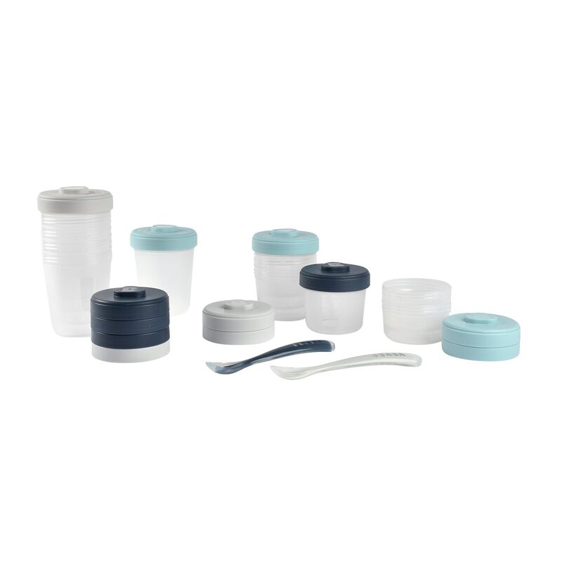 Pack premiers repas (12 portions + 2 cuill&egrave;res) Bleu/Gris