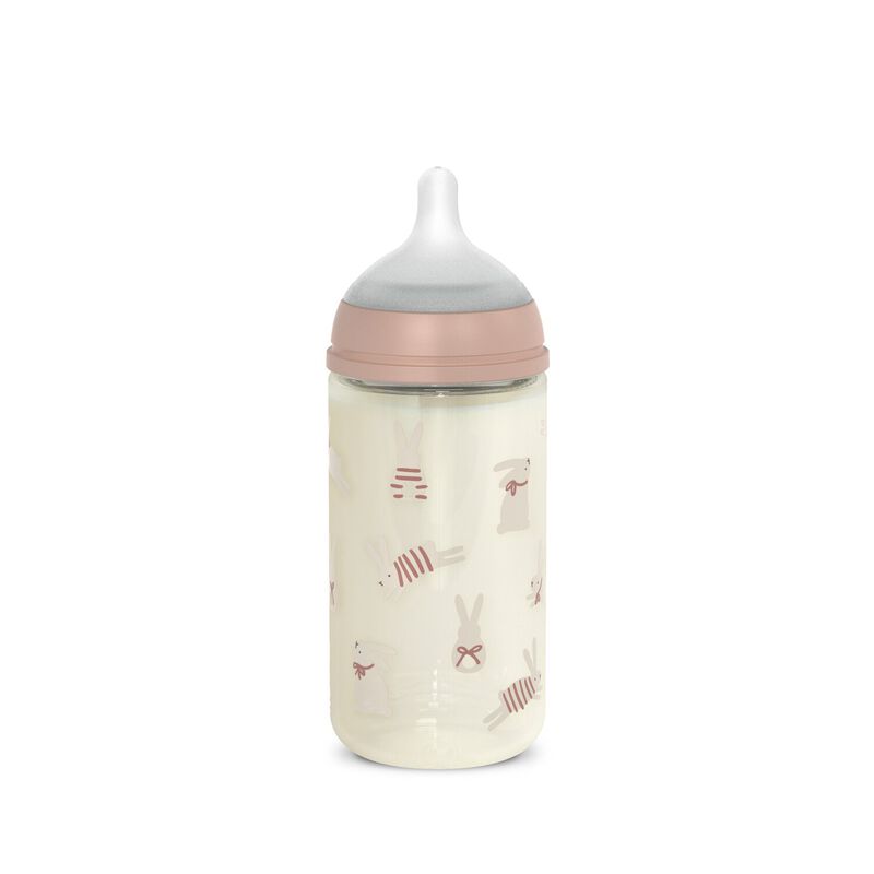 Babyflasche aus Glas mit Sauger SX Pro 240 ml Durchfluss M Bonhomia - Pink
