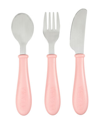 3-Piece Stainless Steel Baby Feeding Set old pink
